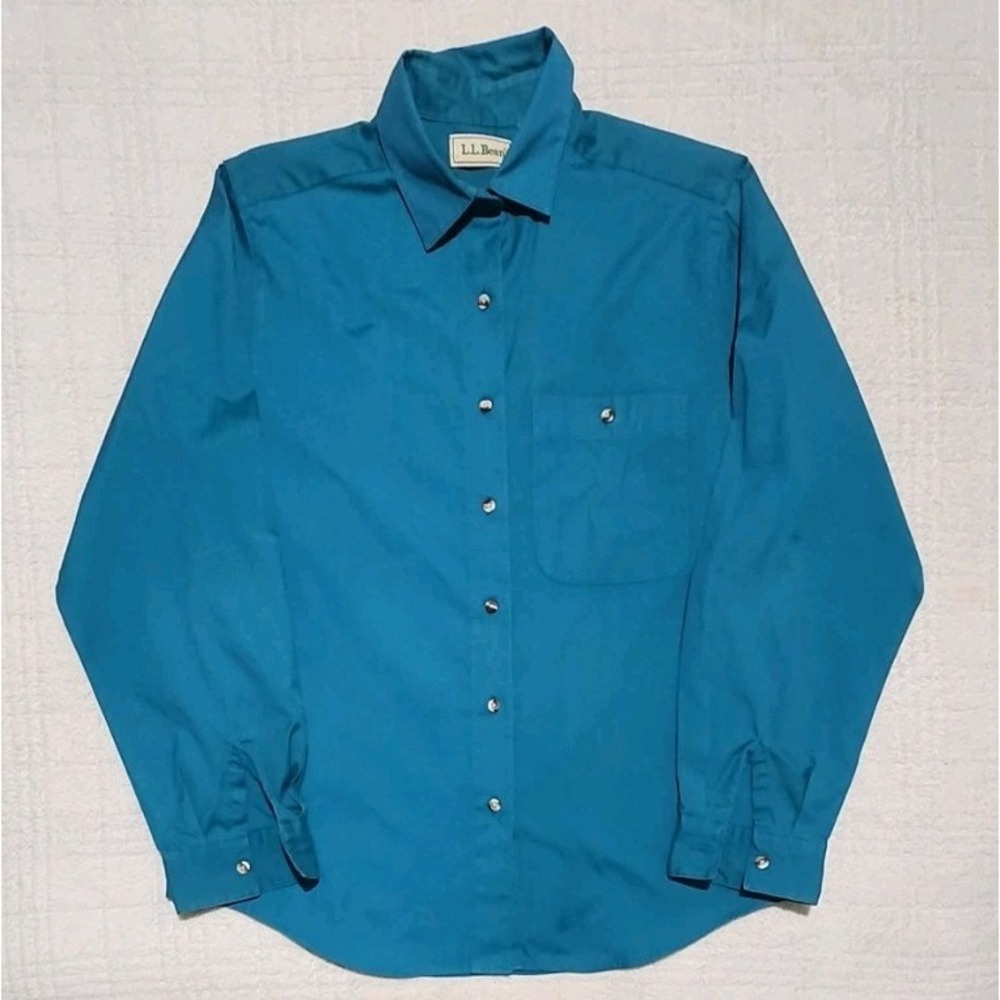 Vintage‎ LL Bean Womens 10 Green Long Sleeve Button Up Shirt Classic Outdoors